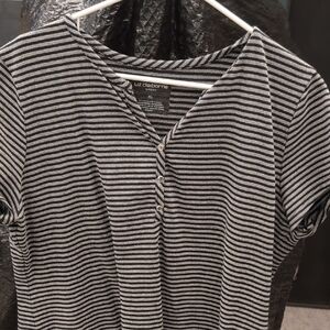 Liz Claiborne Black and Gray Striped Dress